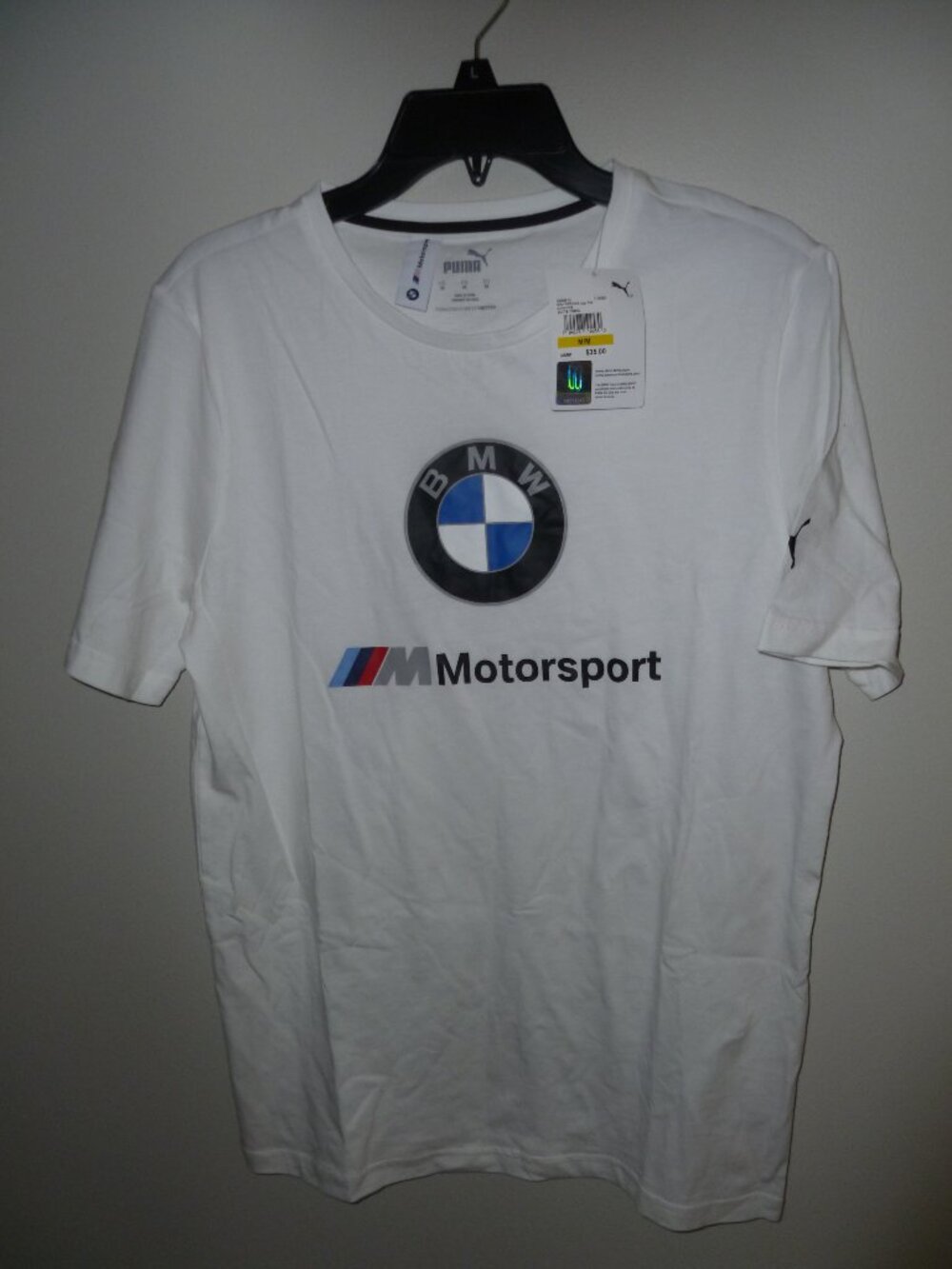 NWT PUMA BMW M MOTORSPORT (MMS) ESS LOGO TEE - WHITE - MEDIUM